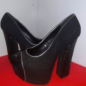 Suede and sequin killer platforms